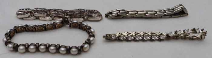 4 Silver-Tone Bracelets