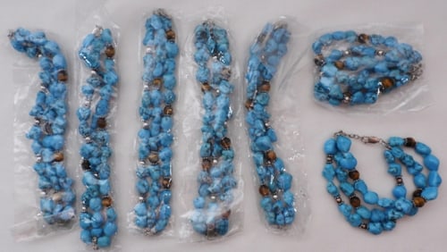 (7) Turquoise Color, Tiger Eye Color Necklaces
