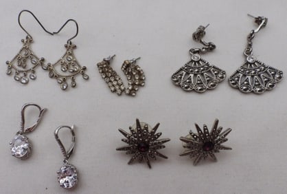 5 Pairs Of Silver-Tone Earrings