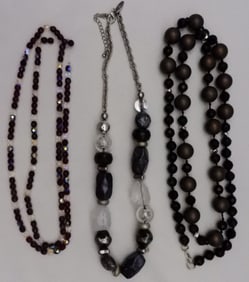 (3) Black And Silver-Toned Necklaces