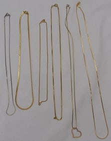 (6) Gold-Tone Necklaces One Fish Pendant