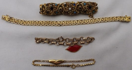 4 Gold-Tone Bracelets