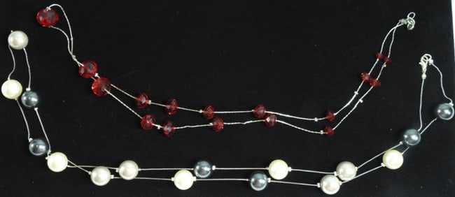 (2) Long Spaced Bead Necklaces