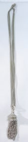 Silver Toned Double Strand Tassel Necklace