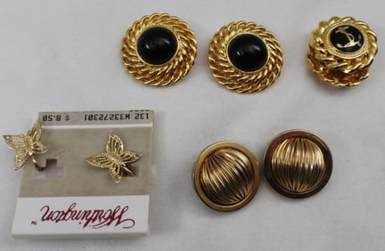 (4) Gold-Tone Clip-On Earrings
