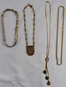 (4) Gold-Tone Necklaces