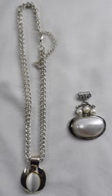 (1) Silver-Tone Chain, (2) Shell Style Pendants