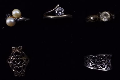 (5) Rings Silver-Tone