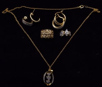 (1) Necklace (2) Pair Of Earrings (2) Rings