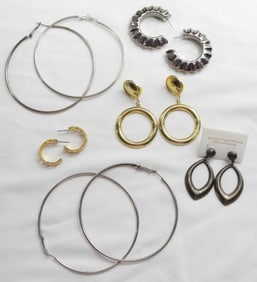 6 VARIETY DANGLY/HOOP EARINGS
