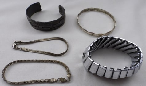 (5) Silver-Tone Bracelets