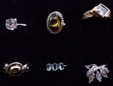 (6) Silver-Tone Rings