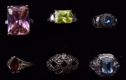 (6) Silver-Tone Rings