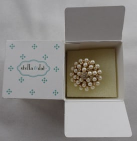 Stella & Dot Faux Pearl Gold-Tone Ring