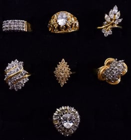(7) Gold-Tone And Clear Rhinestones