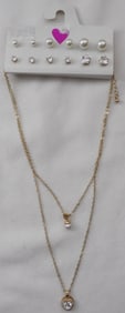 (6)Pairs Of Post Earrings (2) Necklaces