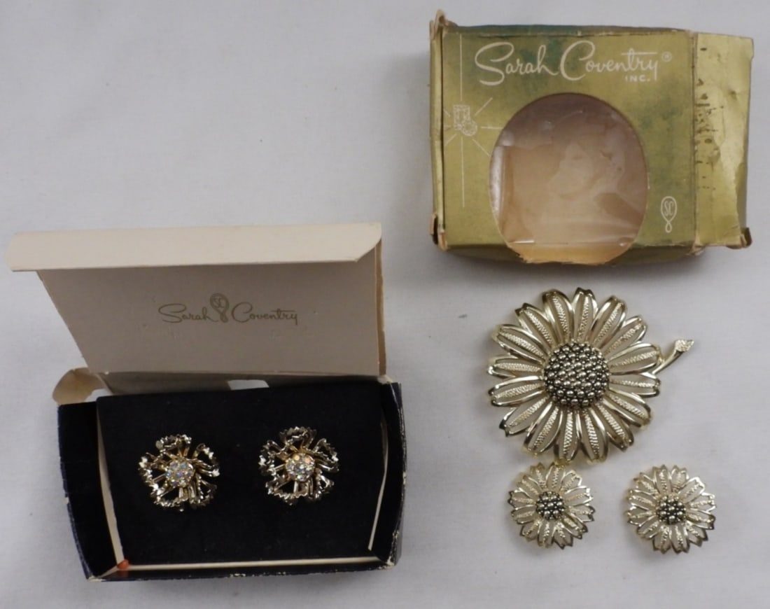 Sara Coventry Clip-On Earrings and Brooch: Bid Today