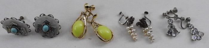 (4) Pairs Of Screw-On Earrings