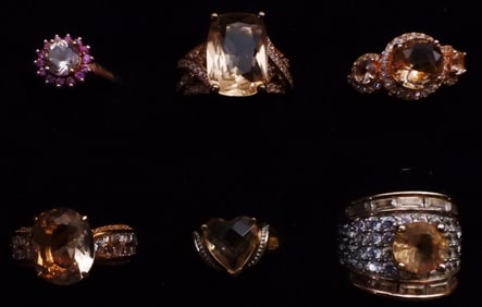 (7) Rings Morganite Color Stones