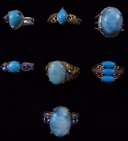 (7) Light Blue Rings