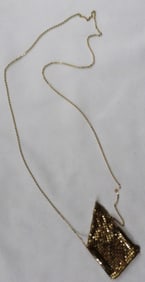 Small Gold Tone Purse With Long Chain