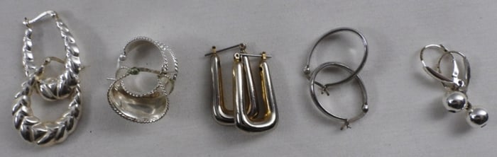 5 Pairs Of Silver-Tone Earrings