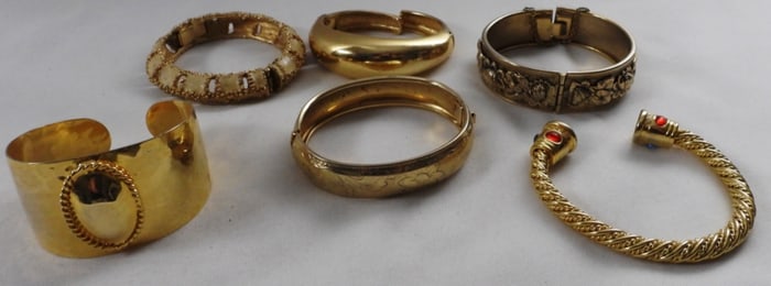 6 Gold-Tone Cuff Bracelets