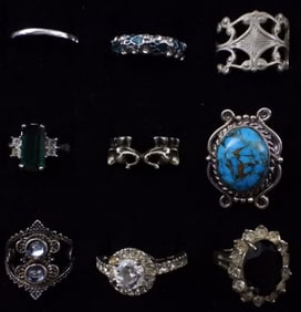 10 Silver-Tone Rings