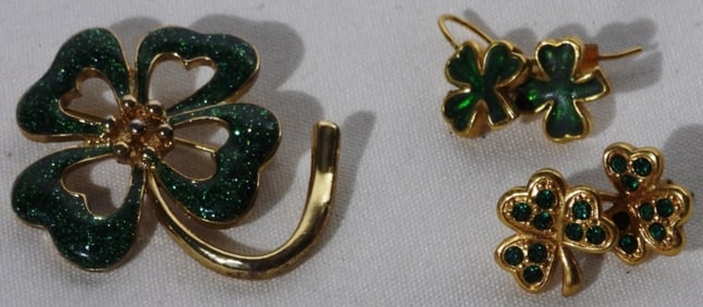 Shamrock Earrings & Brooch