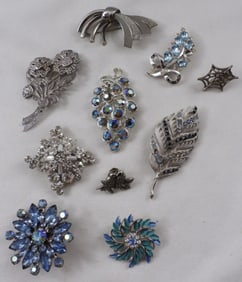 10 Silver-Tone Brooches