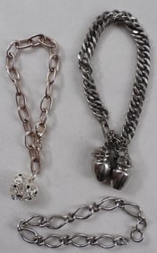 3 Silver-Tone Bracelets