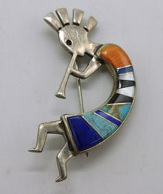 Kokopelli Sterling Inlay Pin