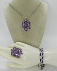 Amethyst Sterling Necklace Ring Set & More