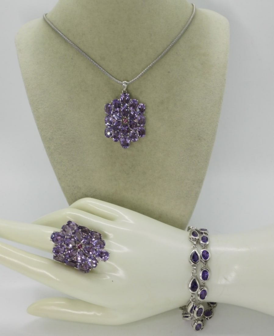Amethyst Sterling Necklace Ring Set & More (1 of 3)