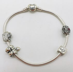Pandora 925 Charm Bracelet - 4 Charms