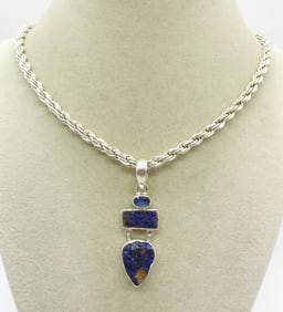 Thick 925 Chain & Blue Druzy Pendant