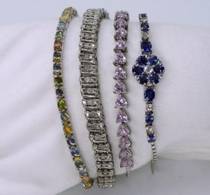 Sterling Gemstone Tennis Bracelets