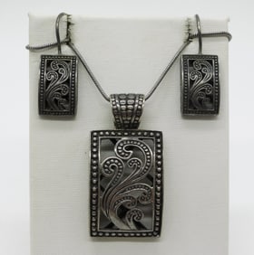 Vintage Sterling Necklace & Matching Earrings