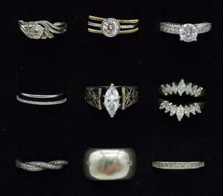 9 Sterling Bridal Style Rings