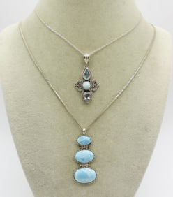 2 Sterling Larimar Necklaces
