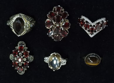 6 Garnet, Tigers Eye & More Rings