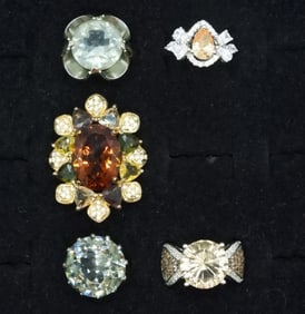 5 Sterling Large Gemstone Rings