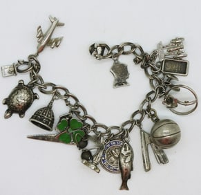 Heavy Sterling Charm Bracelet