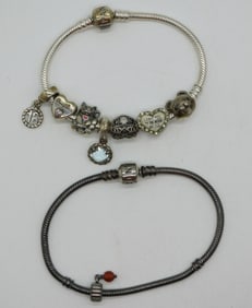 2 Sterling Pandora Bracelets 8 Charms