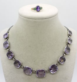 Large Amethyst Necklace & Ring