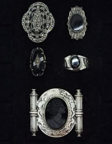 Black Onyx Rings, 925 Cameo Brooch