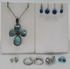 Blue Topaz 925 Earrings & Necklace