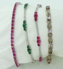 4 Sterling Tennis Bracelets