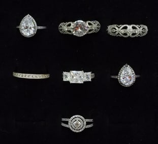 7 Sterling Bridal Style Rings