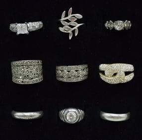 9 Sterling Fashion Rings